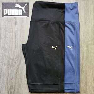 Puma Womens Full Length Black & Slate Blue Moto Leggings SET Best for Size 6-8